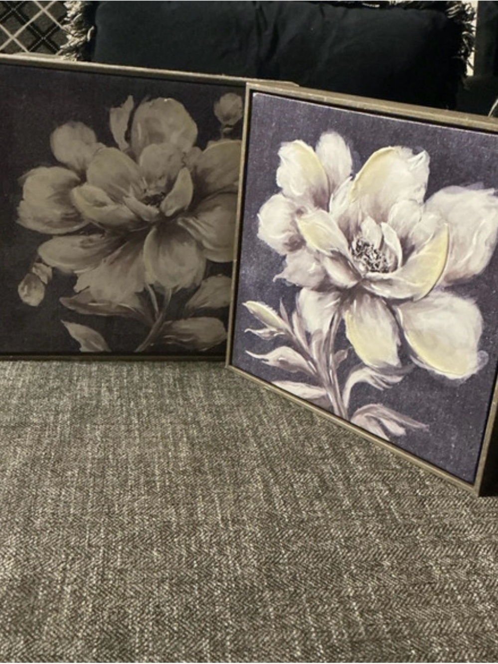 Floral Wall Art Set - Purple and Cream Botanical Prints
